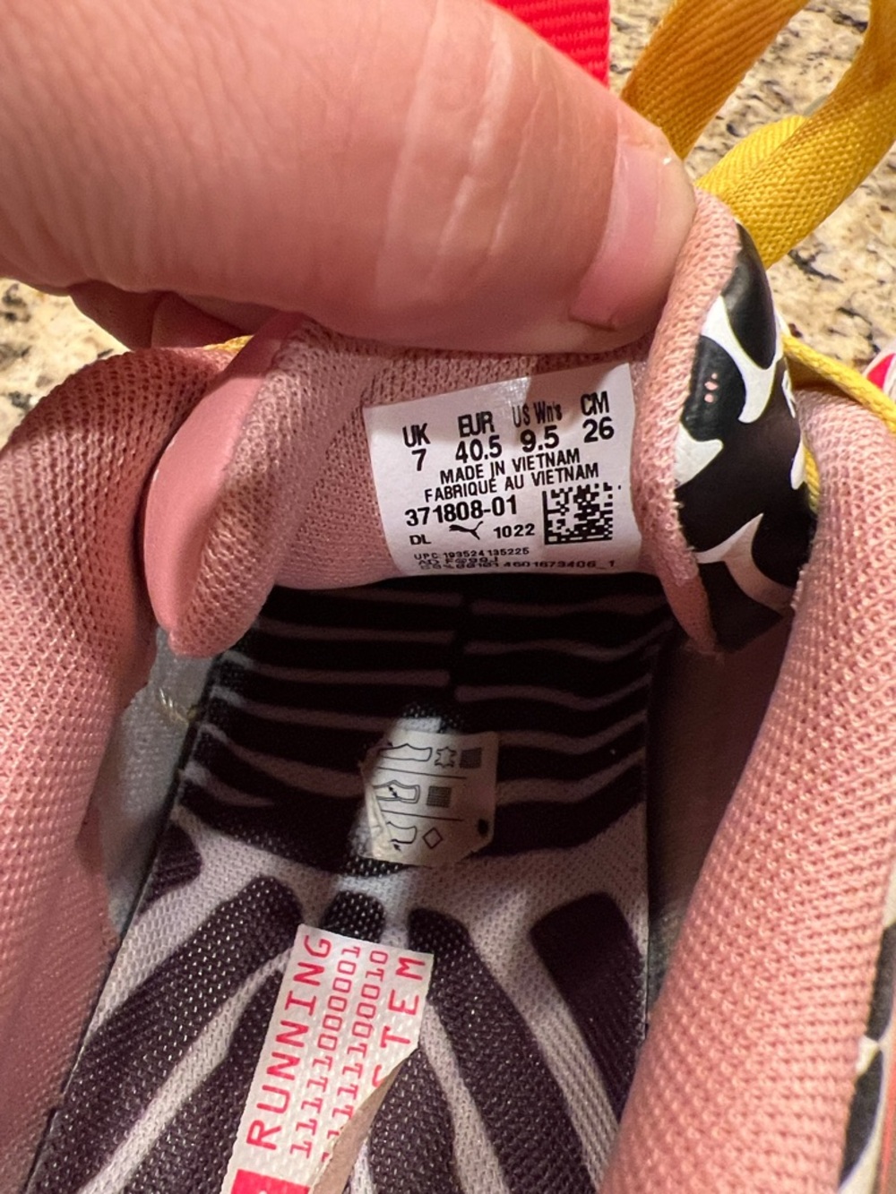Puma Women's Pink, Yellow & Black Zebra Athletic Sneakers - Picture 4 of 4